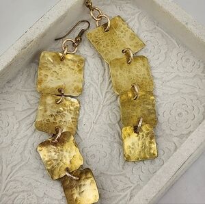 BRASS EARRINGS HANDMADE HAMMERED  FOR TEXTURE DANGLING STYLE